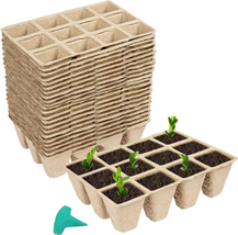 GROWNEER 288 Cells Peat Pots Seed Starter Trays, 24 Packs Biodegradable Seedling - £15.31 GBP