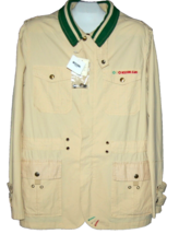 Moschino Beige Collar Green Stripes Men&#39;s Cotton Linen Jacket Hood Size L - £93.92 GBP