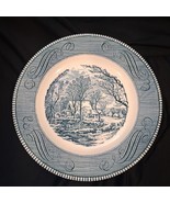 Currier &amp; Ives, Blue, 10.5&quot; Dinner Plate &quot;The Old Grist Mill&quot; Royal USA ... - $6.83 CAD