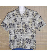 Munsingwear Hawaiian Shirt Black Gray Yellow Palm Trees Cabanas Size XL - $32.81 CAD