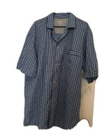 1pc Nautica Men&#39;s Blue Plaid Button-Up Casual Pajama Shirt Sleep Size XL  - £25.77 GBP