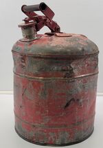 *H3) Vintage Underwriters Laboratories Red Metal Safety 5 Gallon Gasolin... - $29.69
