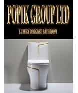 Luxury Diamond White,Rimless bathroom design wc with handmade  gold line toilet  - $1,790.00