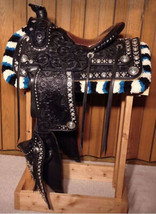 Western show saddle 16&quot; on Eco- leather color dark- Brown with drum dye all size - £1,276.91 GBP