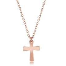 Sterling Silver Cross Necklace - Rose Gold Plated - £31.30 GBP