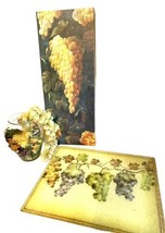 Grape Motif Bundle 8.5 In Art Vase 15x12 In Glass Cutting Board 8x20 Art Vintage - £32.07 GBP