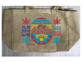 BRIGHTON UTAH MARIJUANA BURLAP TOTE BAG #960 reusable ski resort mountai... - $27.25