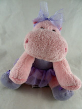 Vintage Russ Berrie Plush Hippo Dancing Darly Bean Bag Pink lavender - $10.39