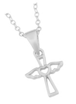 Rodium Plated Sterling Silver Angel Wing Cross - £48.82 GBP