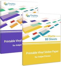 Printable Vinyl Sticker Paper for Inkjet Printer, 80 Sheets Matte White, 50 - £33.56 GBP