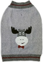 Walmart Brand Dog Sweater Moose MEDIUM Gray with Bow Tie New - £8.54 GBP