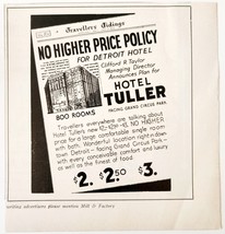 1936 Hotel Tuller Advertisement Detroit Michigan Grand Circus Park DWV10 - $24.99