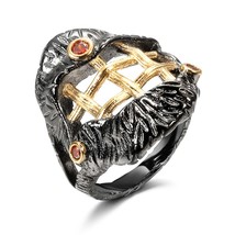 New Arrive Fashion Hip Hop Street Gothic Ring for Women Gun Black Gold Color Red - £10.89 GBP