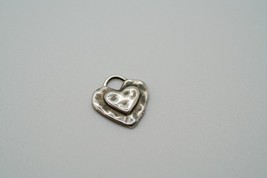 Vintage Sterling Silver Hammered Heart Charm 13mm P1 - $13.86