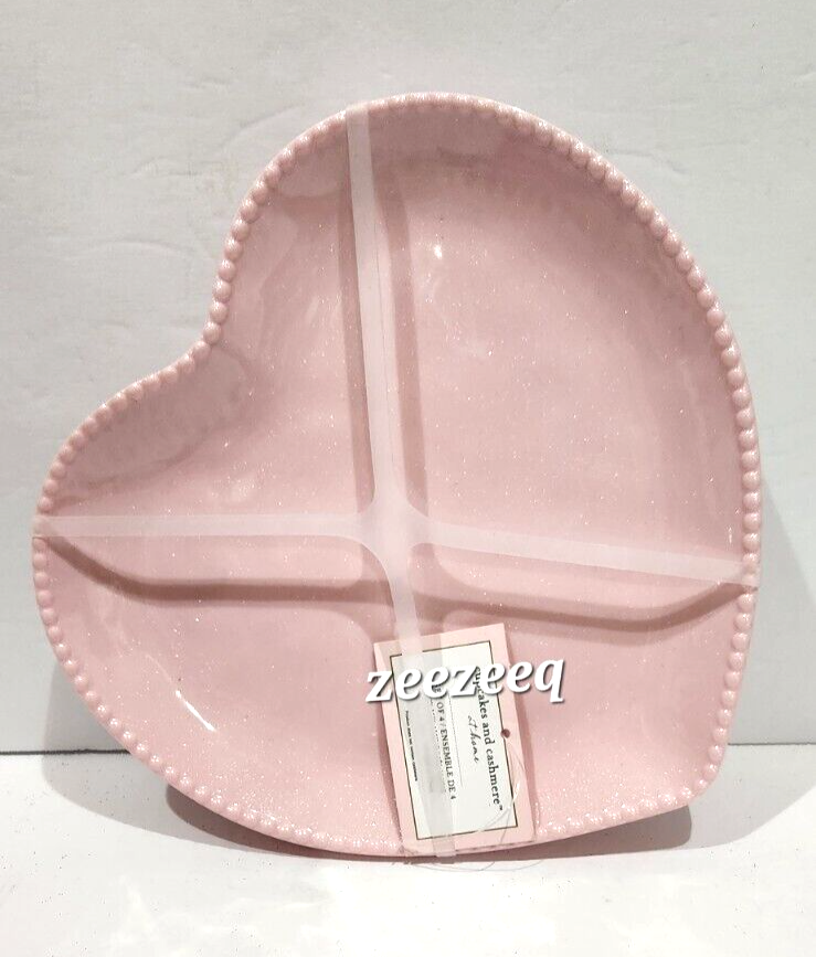 Valentines Cupcakes & Cashmere Pink Heart Shaped Melamine Dinner Salad Plates