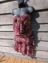 Women&#39;s BCBG MAXAZRIA Silk DRESS Size 2 Purple Pink Dotted Strapless Fancy  - £23.70 GBP