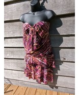 Women's BCBG MAXAZRIA Silk DRESS Size 2 Purple Pink Dotted Strapless Fancy  - $29.69