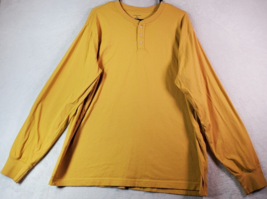 Lands&#39; End Shirt Mens Size XL Mustard 100% Cotton Long Raglan Sleeve Hen... - £10.72 GBP