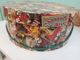 Vintage Christmas Holiday Winter Wonderland Santa Storage Hat Box 12 Inc... - $30.00