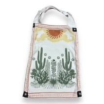 World Market White Canvas Tote Bag Southwestern Sage Desert Cactus 3 Sections - £14.51 GBP
