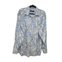 Bugatchi Uomo Mens Shirt XXL Colorful Paisley Long Sleeve Button Up Blue - £20.47 GBP