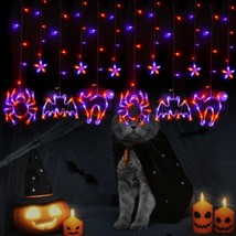 Halloween Window Lights, Hanging Halloween Decorations Orange Purple Cat Spider  - £40.59 GBP