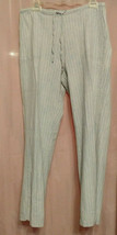 Cabela&#39;s Casuals Linen/Cotton Pants Drawstring Waist Blue-White Stripes ... - $13.72