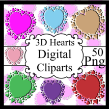 3D Hearts Digital Cliparts  - $1.75