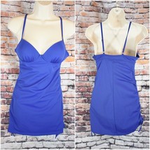 Love your Assets Small One Piece Swimsuit Skirt Slimming Blue Ruching - £20.98 GBP