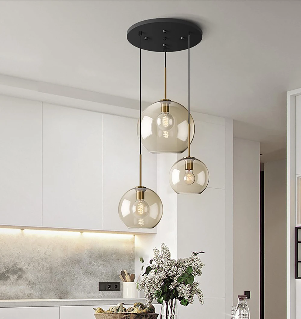 Modern hanging loft Glass lustre Pendant Light Nordic industrial decor L... - $43.20+