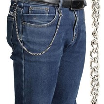 STAINLESS STEEL BIKER KEYCHAIN 15” 38cm Silver Link Chain Wallet Trucker... - $132.56 MXN