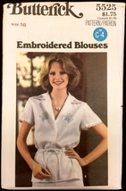 1970s Size 16 Bust 38 Embroidered Blouse Transfer Butterick 5525 Pattern... - $6.99