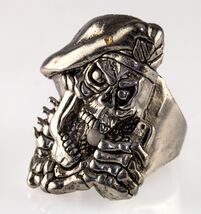 1987 G&amp;S Gordon &amp; Smith Silberfarben Totenkopf Granate Biker Ringgröße 11 - $116.60