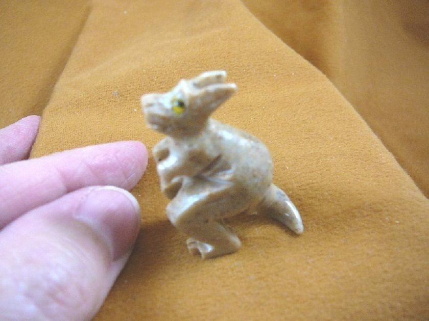 (Y-KAN-16) tan gray KANGAROO SOAPSTONE carving ROO figurine GEMSTONE kan... - $8.59