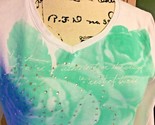 Donna Erin London Bianco Verde Design Strass Scollo A V T Shirt S Sku 03... - £5.41 GBP