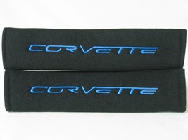 2 pieces (1 PAIR) Chevy Corvette Embroidery Seat Belt Cover Pads (Blue o... - $16.99