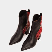 The Saturn Red Pythn Leather Block Heel Women Boot image 5