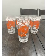 Swanky Swig Glasses MCM Orange Dark Flowers Floral Set of 8 Tumbler Juice - $69.29