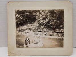 Vintage 1900s Photo of Men and 2 Ladies on Rock in River Will Hill Aunt Mary - £11.98 GBP