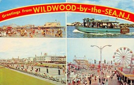 Wildwood By The Sea~Multi Image Greetings 1960s POSTCARD-PIERS-FERRIS WHEEL-BOAT - £5.68 GBP