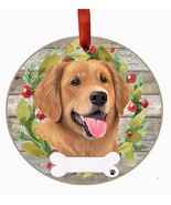 Golden Retriever Dog Wreath Ornament Personalizable Christmas Holiday De... - $14.11