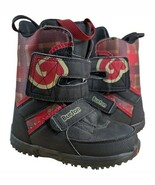Burton Youth Grom Snowboard Boots Black Red Plaid Youth Size 2 Snowboarding - $75.00 CAD