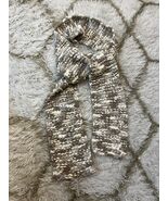 Cozy Handknit Mottled Scarf in Brown &amp; White - $450.16 MXN