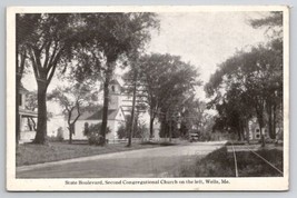 Wells ME State Boulevard Second Church Maine by Frank Swallow Postcard A40 - £7.81 GBP