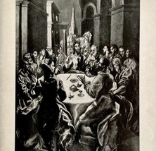 1916 El Greco Banquet In the House of Simeon Jesus Antique Art Print Mannerism  - £27.51 GBP