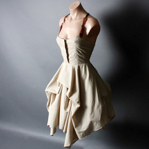 Brown Tan Western Costume Steampunk Victorian Suspender Gothic Dress S M... - $89.13 CAD