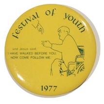 1977 Christian Festival Of Youth Jesus Religious Pinback Button Pin 3” - £3.85 GBP