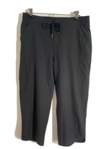 Marika M Black Hana Stretch Woven Pull-On Lightweight Capri Crop Pants - £21.67 GBP