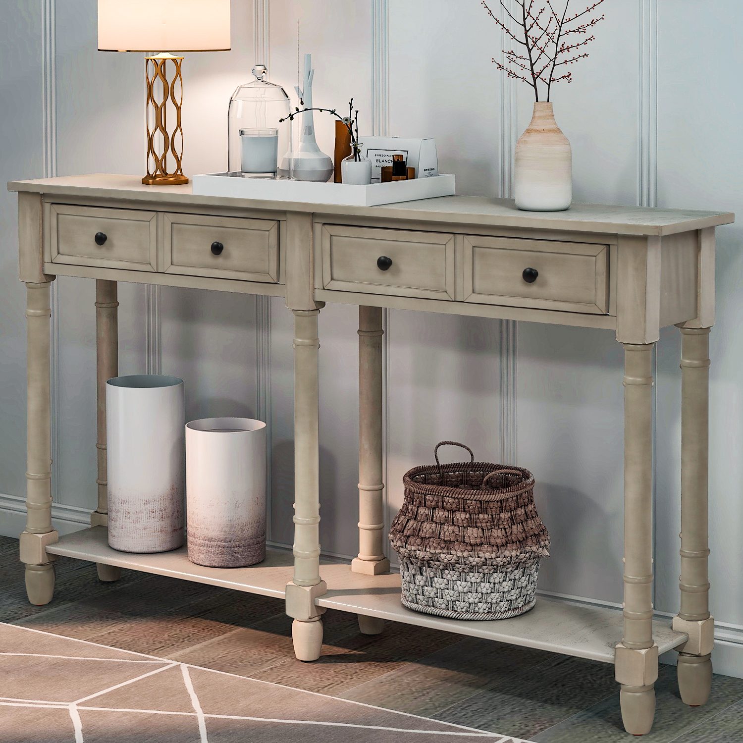Primary image for Console Table Sofa Table with Two Storage Drawer and Bottom Shelf for Entryway