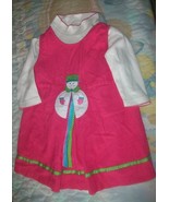 Girl Chantilly Place Pink Corduroy Winter Snowman Dress Jumper Size 12 M... - $19.18 CAD